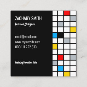 Minimal De Stijl Retro Mosaic Färg-sammansättnin Fyrkantigt Visitkort
