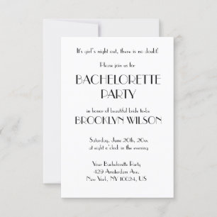 Minimal Deco White Bachelorette Party Inbjudningar