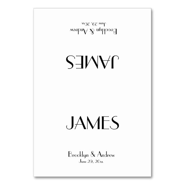 Minimal Deco White Bröllop-platskort Bordsnummer (Framsidan)