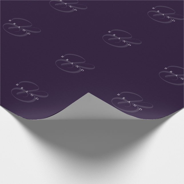 Minimal Deep Plum Lila Elegant Monogram Company Presentpapper (Hörn)