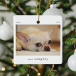 Minimal definition av Naughty Pet Photo Keepsak Julgransprydnad Keramik<br><div class="desc">Minimal funny Define Naughty Pet Photo jul Ornament. Ladda bara upp en bild med ditt favoritfoto för att göra perfekten till en liten keepsaké för en sällskapsdjursägare den här julhelgen.</div>