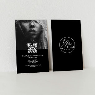 Minimal, delikat, svart, Logotyp för QR-kod Visitkort