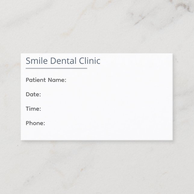 Minimal Dental Appointment Card One Line Tidsbeställning Kort (Framsida)