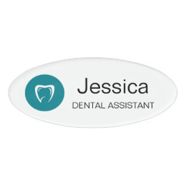 Minimal Dental Assistant Name Badge Tooth Logo