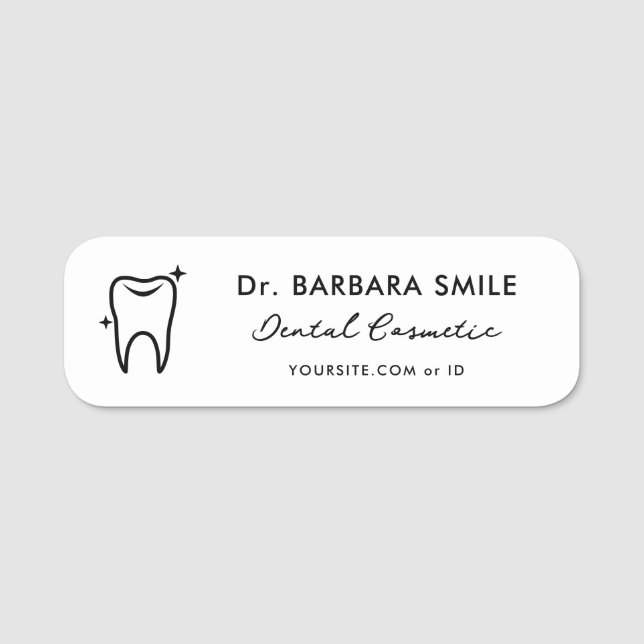 Minimal dentist Dental Cosmetic Clean Toth Namnbricka (Framsida)