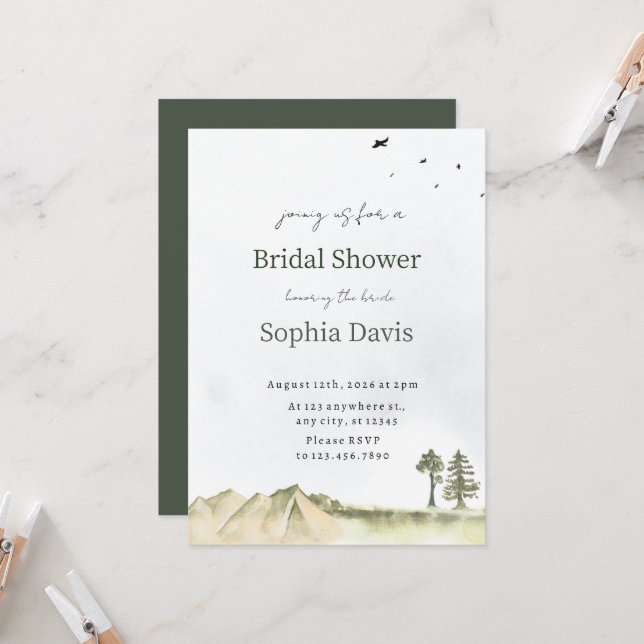 Minimal Desert Bridal Shower Invite Editable Inbjudningar (Fram/Back In Situ)