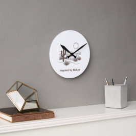 Minimal Desert Linje Konst – Modern Boho Kactus La Rund Klocka