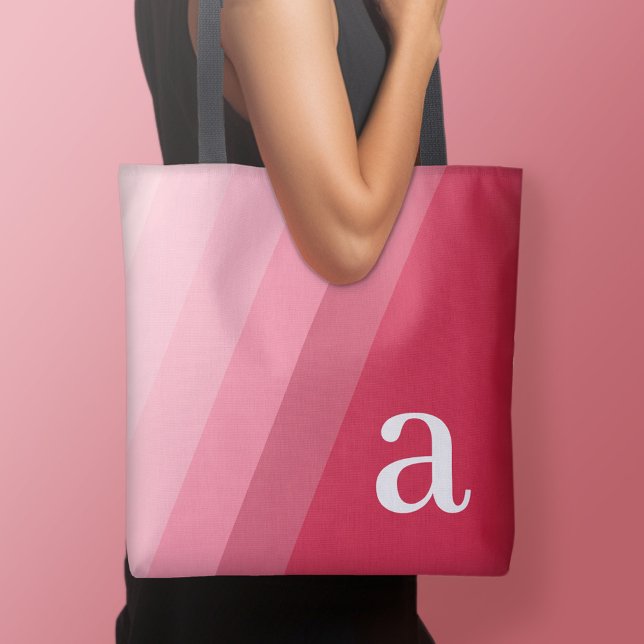 Minimal design - Enastående modern monogram Rosa M Tygkasse (Personalized tote bag - add your name or other text)