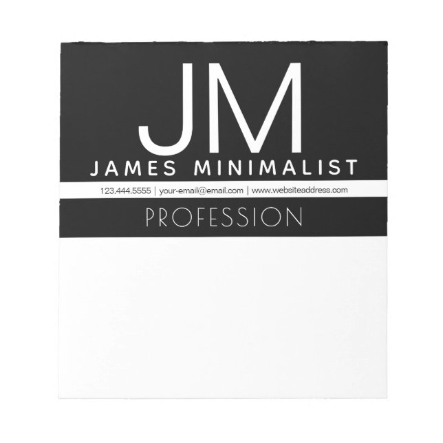 Minimal design för modern Professionell | Svartvit Anteckningsblock (Framsida)