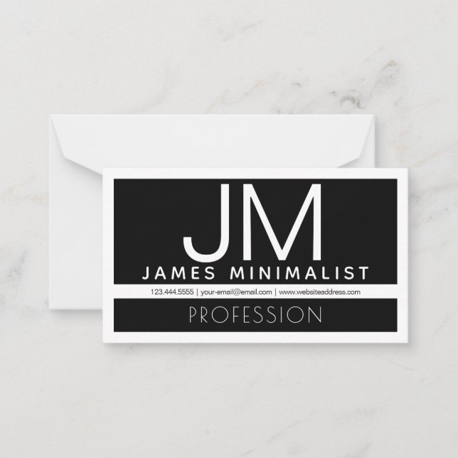 Minimal design för modern Professionell | Svartvit Anteckningskort (Framsida)