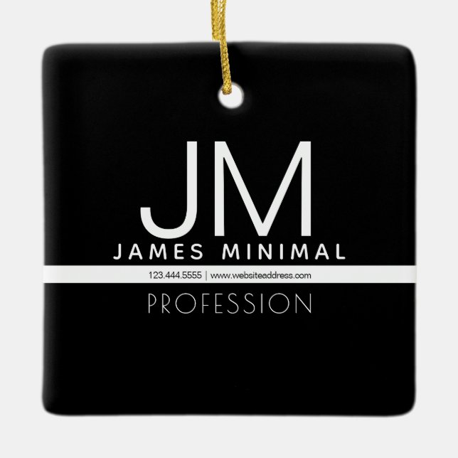 Minimal design för modern Professionell | Svartvit Julgransprydnad Keramik (Framsida)
