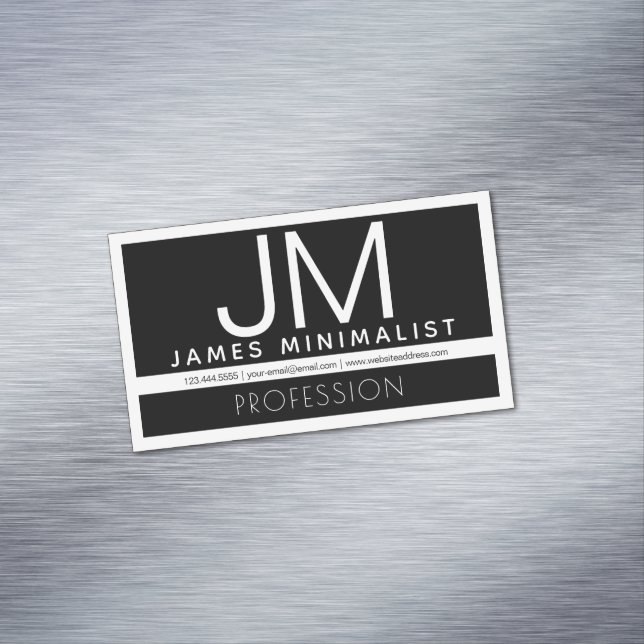 Minimal design för modern Professionell | Svartvit Magnetiska Visitkort (In Situ)