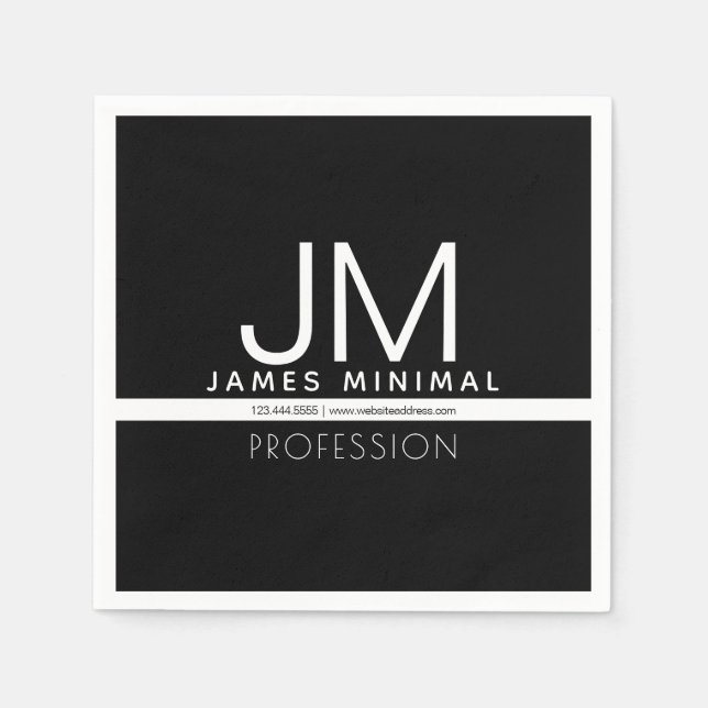 Minimal design för modern Professionell | Svartvit Pappersservett (Framsidan)