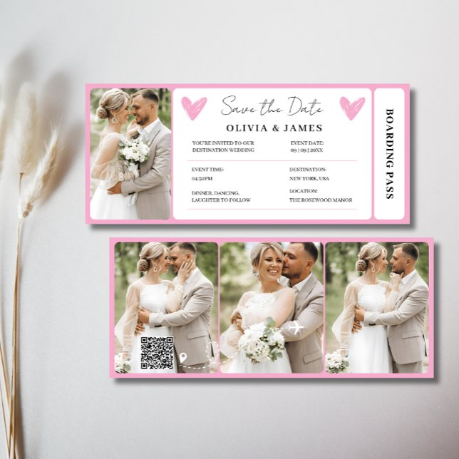 Minimal Destination Wedding Boarding Pass Invite Inbjudningar (Minimal Destination Wedding Boarding Pass Invite)