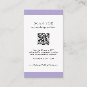 Minimal digital lavender Modern QR-kod Bröllop Tilläggskort