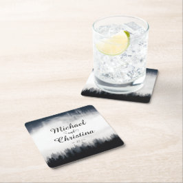 Minimal dimmig gran skog naturlig vigsel underlägg papper kvadrat