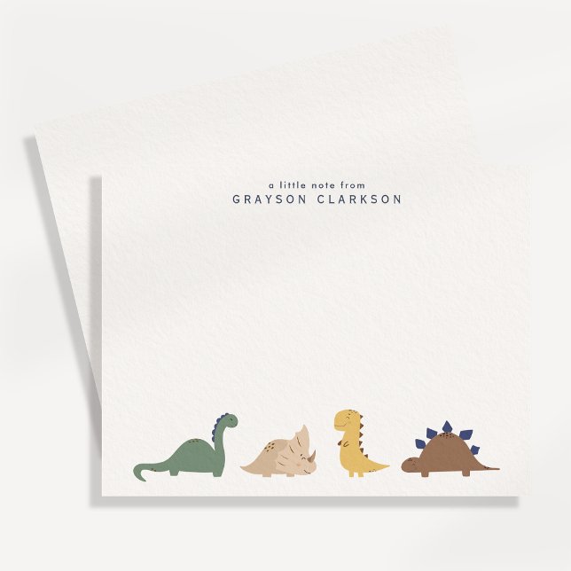 Minimal Dinosaur Kids Note Card Set Personalized Inbjudningar (Skapare uppladdad)