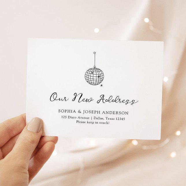 Minimal Diskoboll | Flyttmeddelande Vykort (Skapare uppladdad)