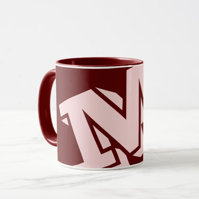 Minimal djärv monogram marinröd burgunder rosa  mugg (Framsida vänster)