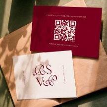 Minimal djup burgunderröd script QR-kod bröllop