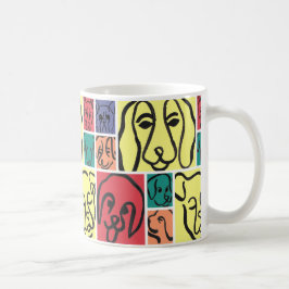 Minimal Dogs Line Art Collage Kaffemugg