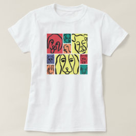 Minimal Dogs Line Art Collage T Shirt