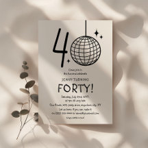 Minimal Doodle 40-års Disco Ball Födelsedag 