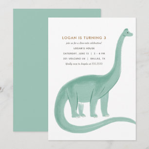 Minimal dosinosaur Födelsedagsfest inbjudan