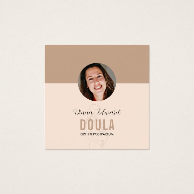 Minimal Doula-identitetsfotodesign i mjuk beige Fyrkantigt Visitkort (Framsida)
