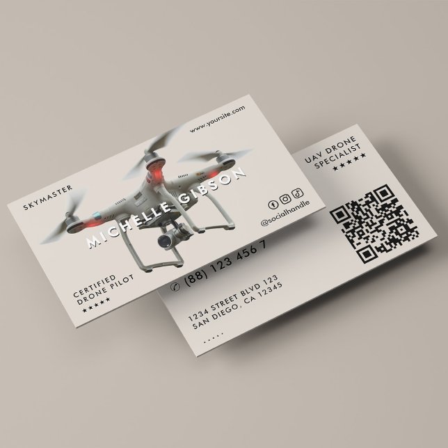 Minimal drönarpilot UAV-operatör Beige sand Visitkort (Minimal Drone Pilot UAV Operator Beige Sand Business Card
)