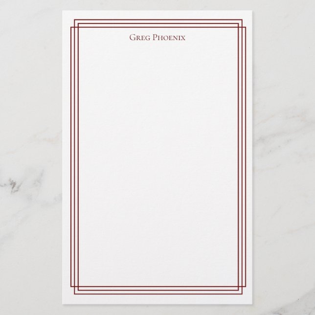 Minimal dubbel vinröd ram  brevpapper (Framsida)