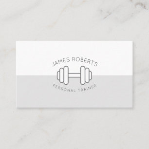 Minimal Dumbbell Personal Trainer Grått & White Visitkort