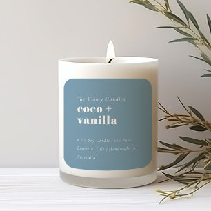 Minimal Dusky Blue Candle-etikett för enkel Elegan Fyrkantigt Klistermärke