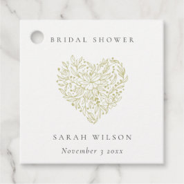 Minimal Dusky Grönt Blommigt Heart-Möhippa Gåvor Etiketter