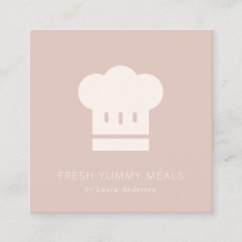 Minimal Dusky Ro Rosa Chef Hat Catering Fyrkantigt Visitkort