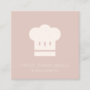 Minimal Dusky Ro Rosa Chef Hat Catering Fyrkantigt Visitkort