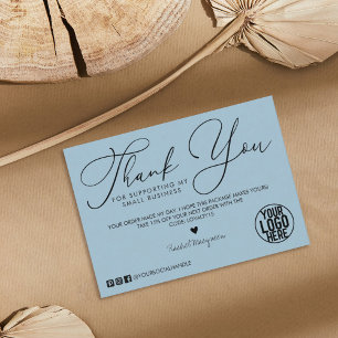 Minimal Dusty Blue Black Script-Tack Visitkort