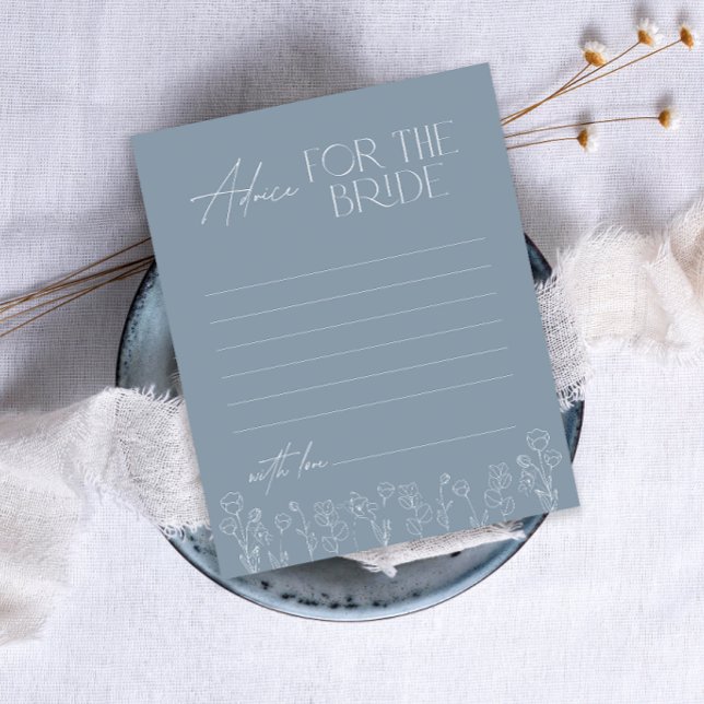 Minimal Dusty Blue Blommigt Advice for the Bride (Skapare uppladdad)