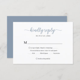 Minimal Dusty Blue Blommigt Monogram Bröllop OSA Kort