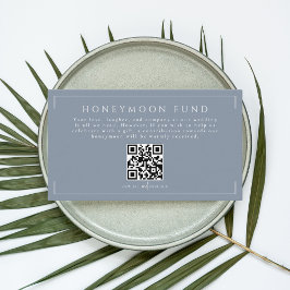Minimal Dusty Blue Bröllop Honeymoon Fund QR-kod Tilläggskort
