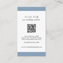 Minimal Dusty Blue Modern QR-kod Bröllop Tilläggskort