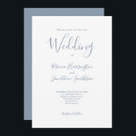 Minimal Dusty Blue Script Bröllop Inbjudningar<br><div class="desc">Detta kort för inbjudan till elegant bröllop och designade inbjudningar har en modern och minimal typografisk utformning med ett dammigt blått färg-system. Redo för dig att anpassa dig med information om din speciella dag. Bläddra i Dusty Blue Modern Script Bröllop Suite om du vill matcha mallobjekt.</div>