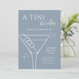 Minimal Dusty Blue Tini Bit äldre 40:e födelsedage Inbjudningar