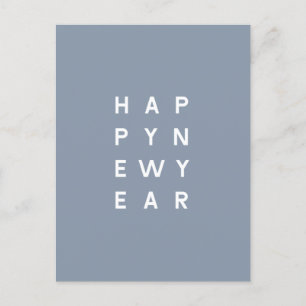 Minimal Dusty Blue Typography Photo New Year Helg Vykort