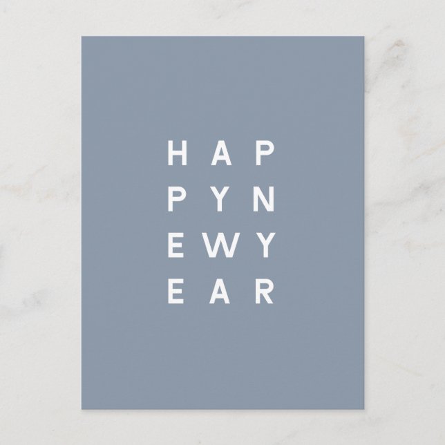 Minimal Dusty Blue Typography Photo New Year Helg Vykort (Framsida)
