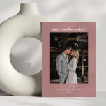 Minimal Dusty Ro Merry Married julfoto Julkort<br><div class="desc">Dusty Ro Fall Retro Simple Personligt bröllp Merry Married jul Photo Helgdag Card</div>
