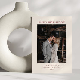 Minimal Dusty Ro Merry Married julfoto Julkort