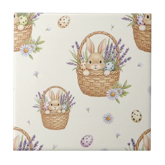 Minimal Easter Bunny Pastel Spring Pattern (4) Kakelplatta (Framsidan)