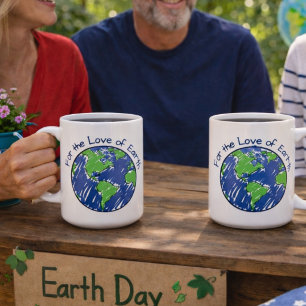 Minimal Ekologisk Blå För Jordens Kärlek Present Kaffemugg