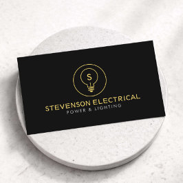 Minimal Electrician Company Logo Black Visitkort